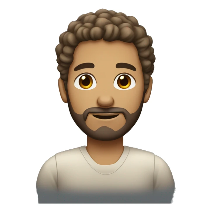 tan man with short curly hair blue eyes 
 and a beard sticker