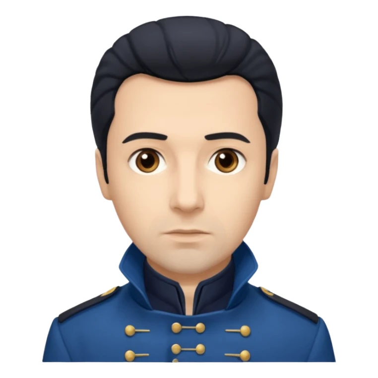 Javert From Les Miserables with light skin, brown eyes, Black Hair, blue outfit sticker