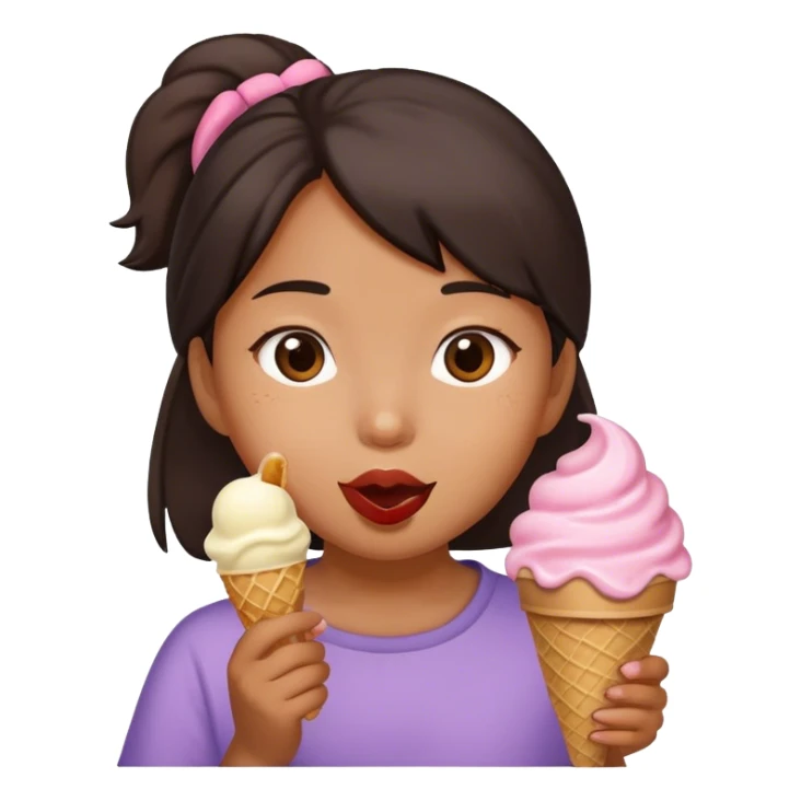 Asian girl eating ice cream sticker