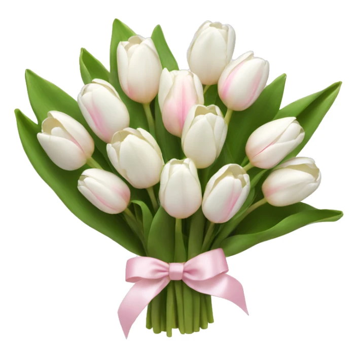 White tulips bouquet with light pink bow  sticker
