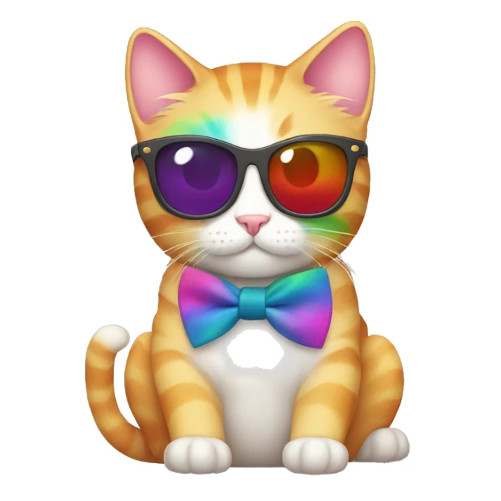 Cute Rainbow Cat with sunglasses and bow tie , make the cat rainbow  sticker