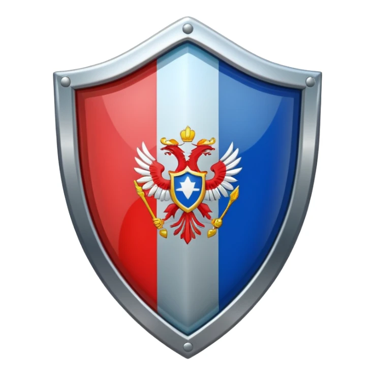 a shield with a silver outline and a glossy shiny flag inside sticker