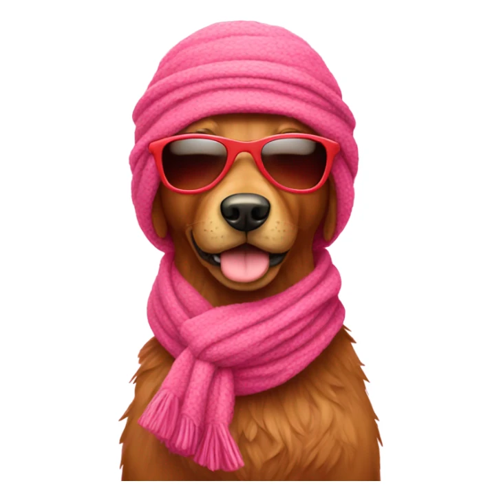 red doodle with a pink scarf and sunglasses  sticker