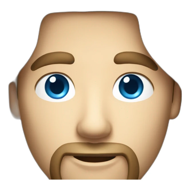 man with brown long hair, a beard and blue eyes holding an iphone sticker