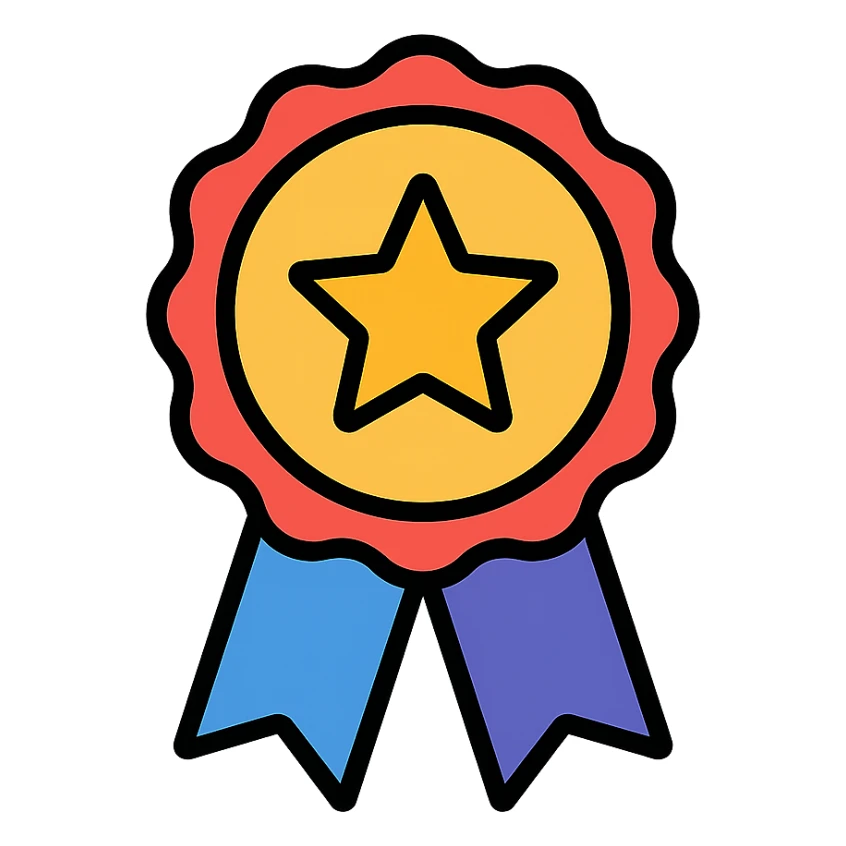 vector icon of a top level with gold and colorful elements, elegant and minimalist flat design, award badge style, 2D flat vector, trending icon look, soft shadows, no text, isolated on white background, perfect for commercial use sticker