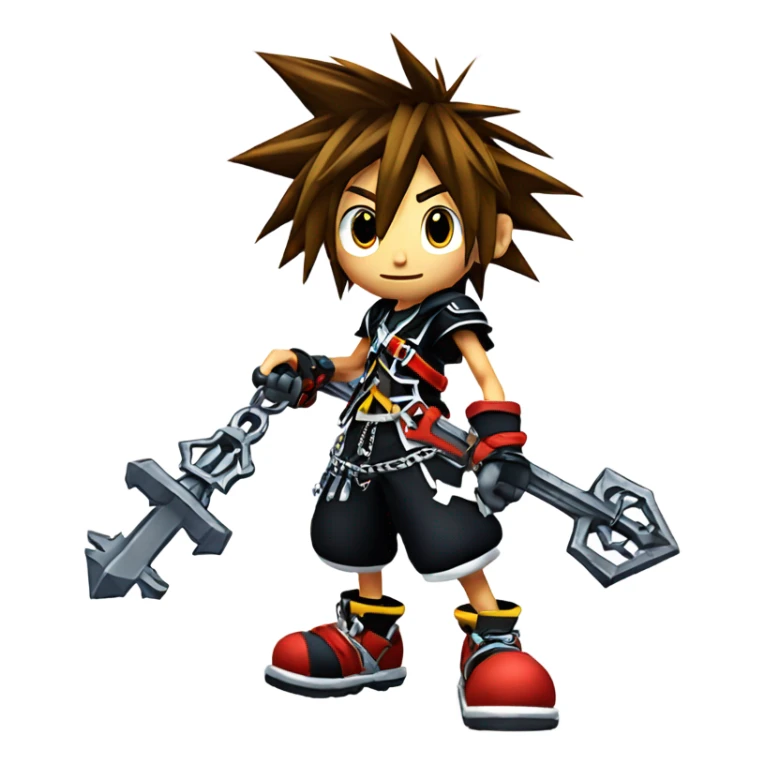ai generated image of sora from kingdom hearts with his keyblade sticker
