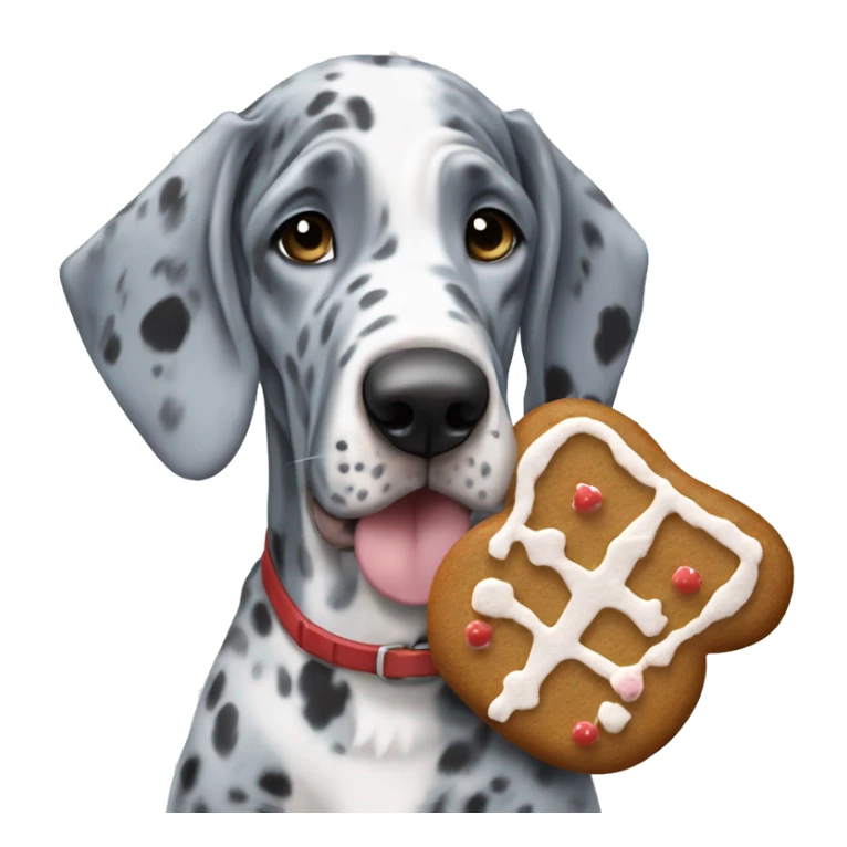 Blue Merle Great Dane eating gingerbread man sticker