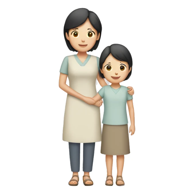 asian mother and daughter holding hands sticker