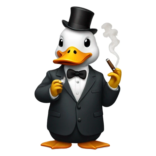 A duck dressed in a suit and smoking a cigar sticker