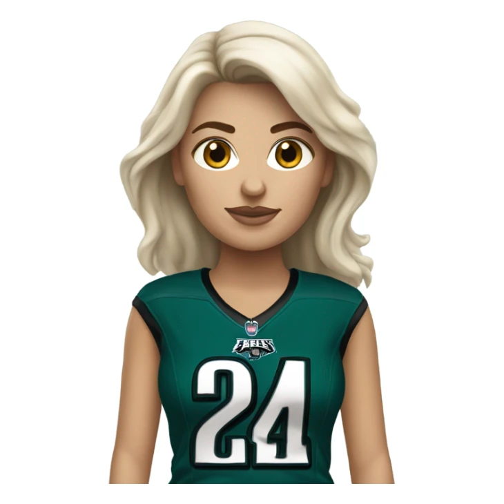  White female brunette wearing Philadelphia Eagles jersey sticker