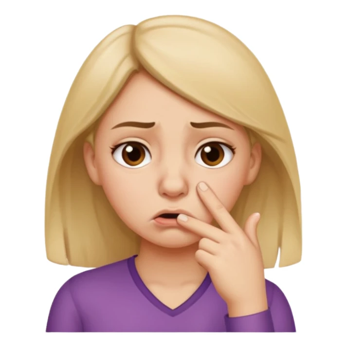 create a girl who is holding her nose because she is smelling something bad sticker