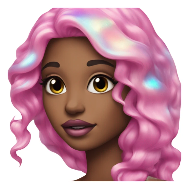 mermaid, model, magical, pink lips, iridescent, mystical, shiny, holographic, highlights, scales  sticker