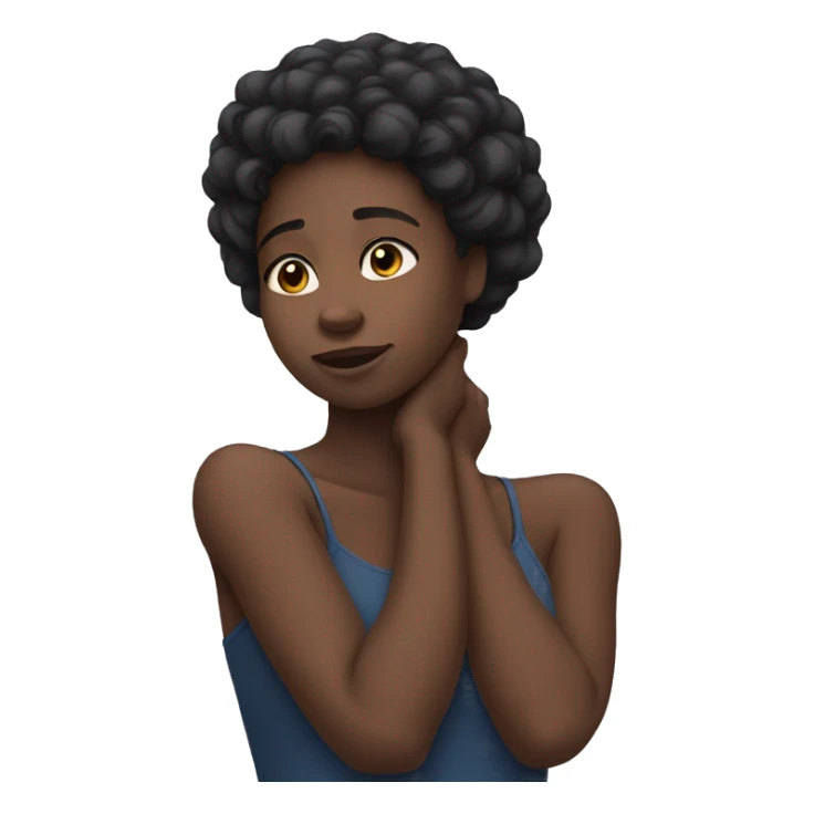 Black girl holding her neck sticker