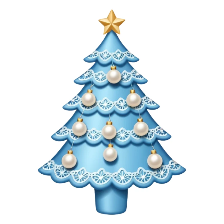 baby blue lace and pearls christmas tree sticker