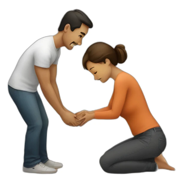 Woman on knees facing man sticker
