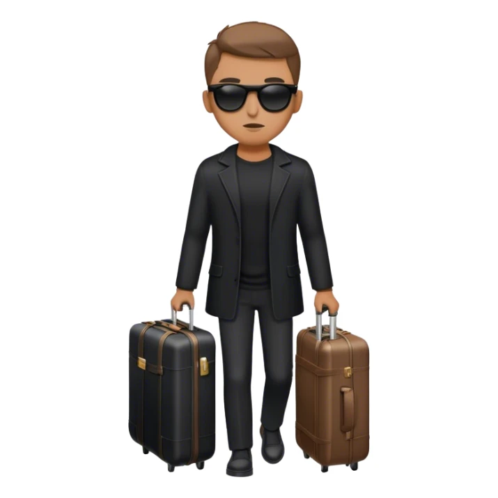 mysterious man in black with suitcase sunglases sticker