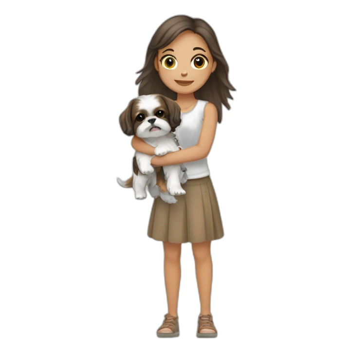 girl carrying Shih Tzu sticker