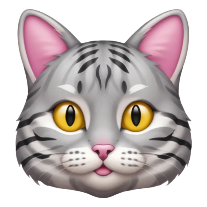 grey tabby cat: pink ears fur sticker