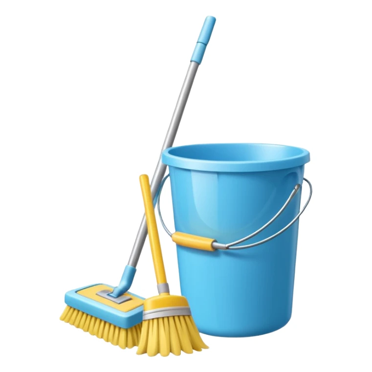 Minimalist hyperrealistic cleaning supplies, isolated, still life, high detailed, 4k sticker