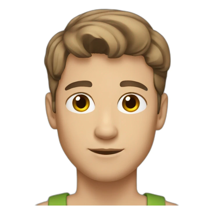 young caucasian man, brown hair, shaved sticker