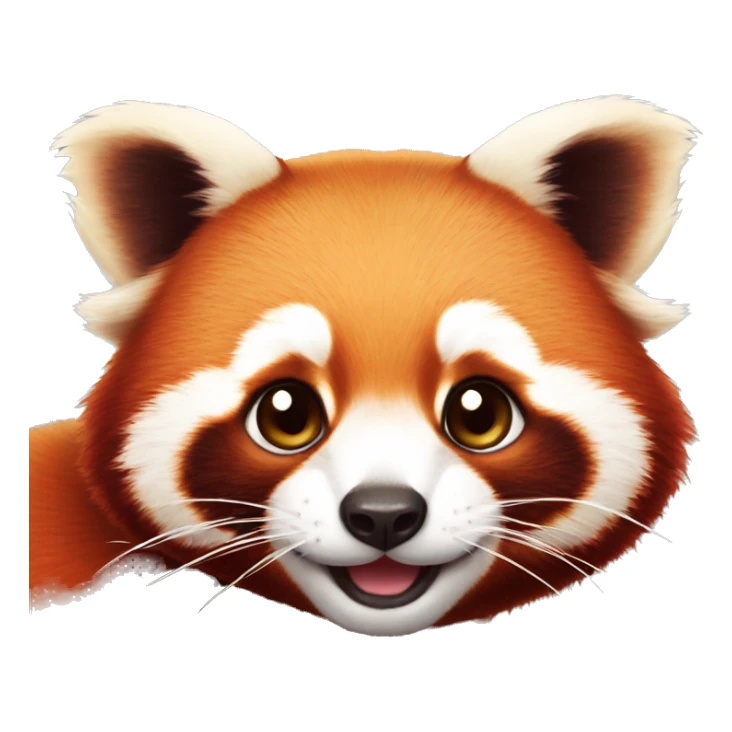 Cute red panda, black oval eyes, cute, Apple emoji animal style sticker