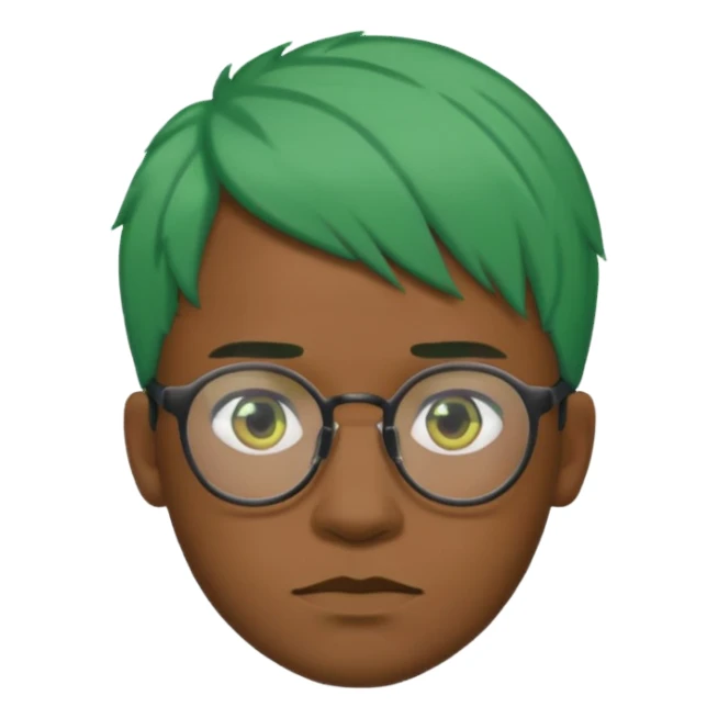 black man with green hair and glasses sticker