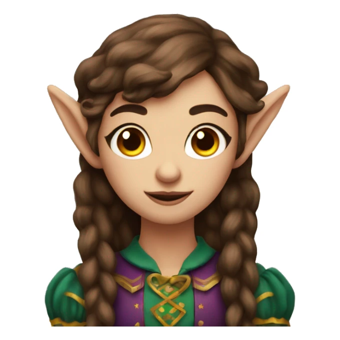 beautiful moody pastoral circus elf with long brown hair sticker