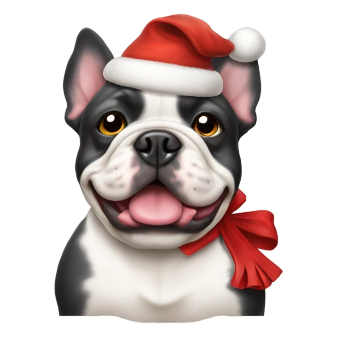French bull dog dressed for Christmas  sticker