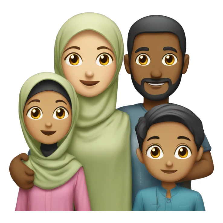 Hijabi woman with a husband and children  sticker