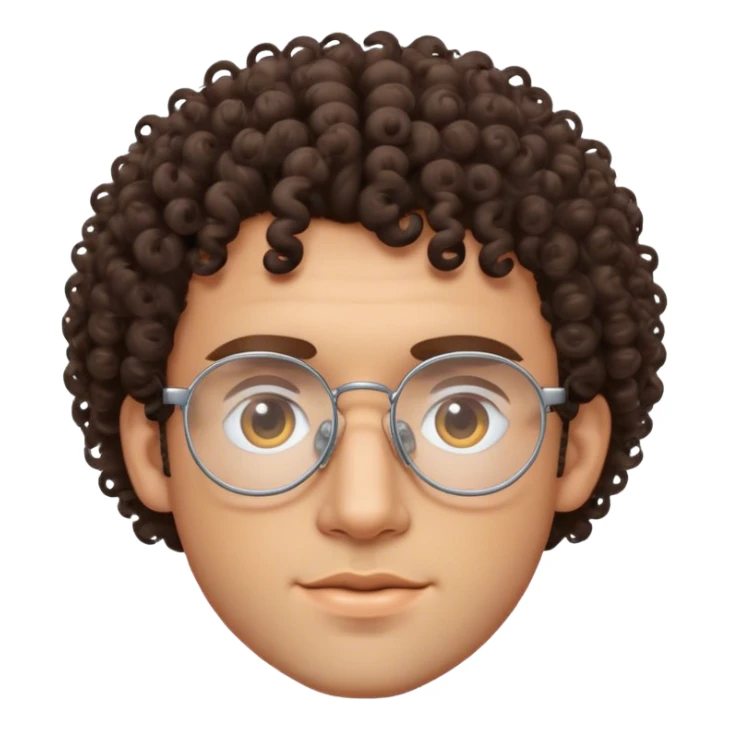 brunette curly haired man with wire rimmed glasses sticker