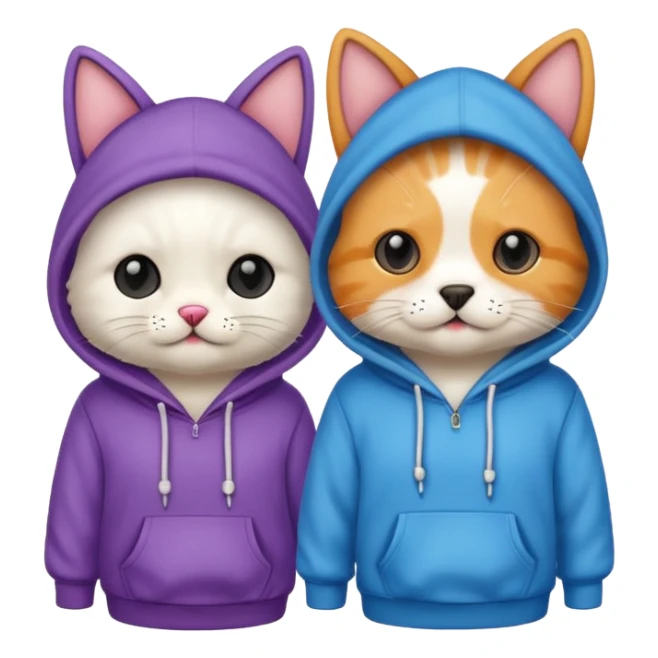 Cat and dog wearing hoodie sticker
