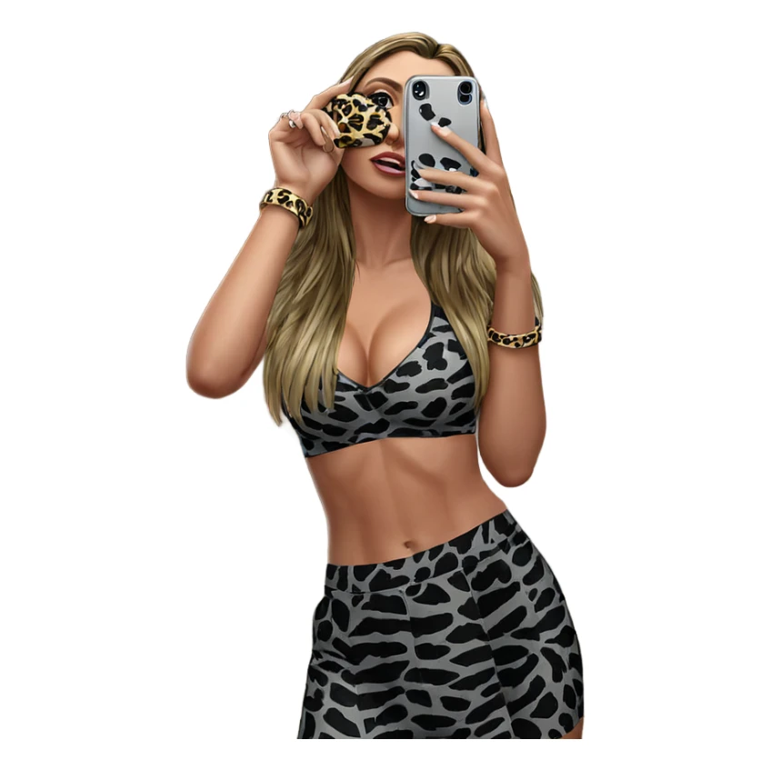 selfie with animal print style sticker