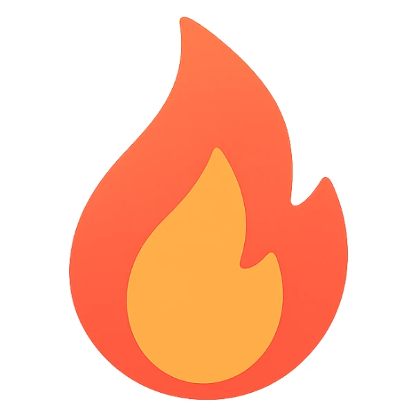 colorful icon of a flame with red and orange gradients sticker