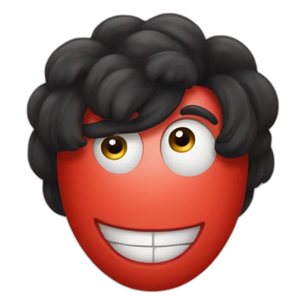 a tomato with goofy black hair sticker
