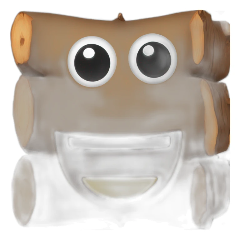 Log emoji with goofy eyes and a big smile sticker