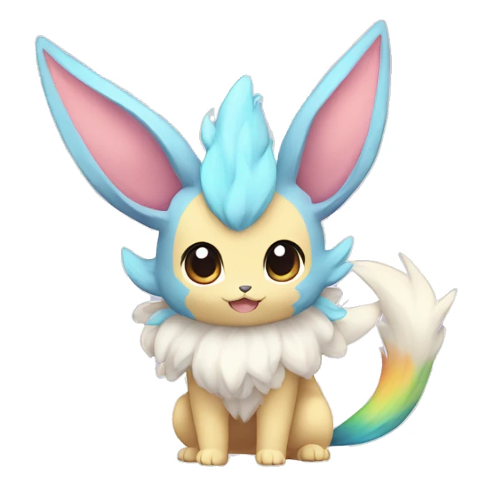 Colorful Pastel Kawaii Eeveelution-Cute-Pokémon-fusion full body sticker