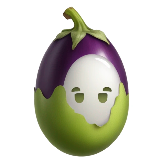 An egg plant with a piercing at the top sticker