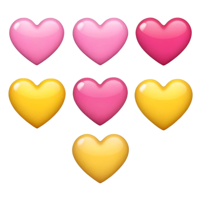 Mixing of pink heart and yellow heart sticker