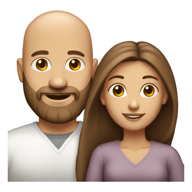 Bald beard men with his wife long brown hair  sticker