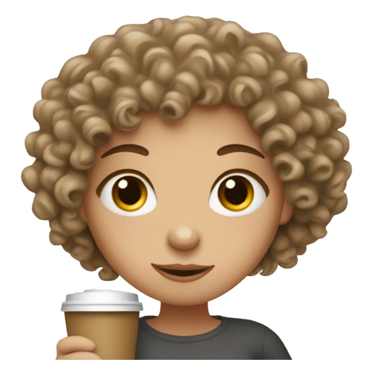Curly haired white girl with a coffee sticker
