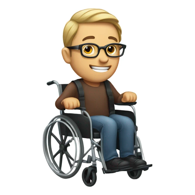 crippled man in a wheelchair wearing glasses sticker