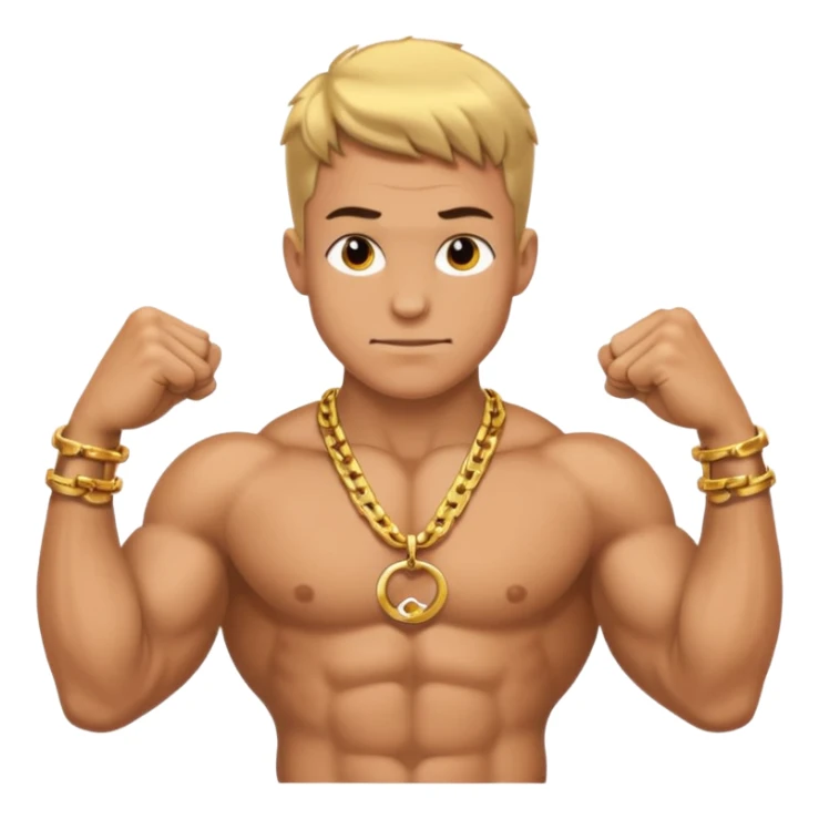 smug muscular shirtless german flexing with gold chain sticker