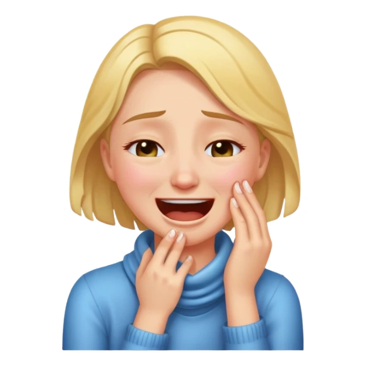 Girl with hands around neck crying laughing  sticker