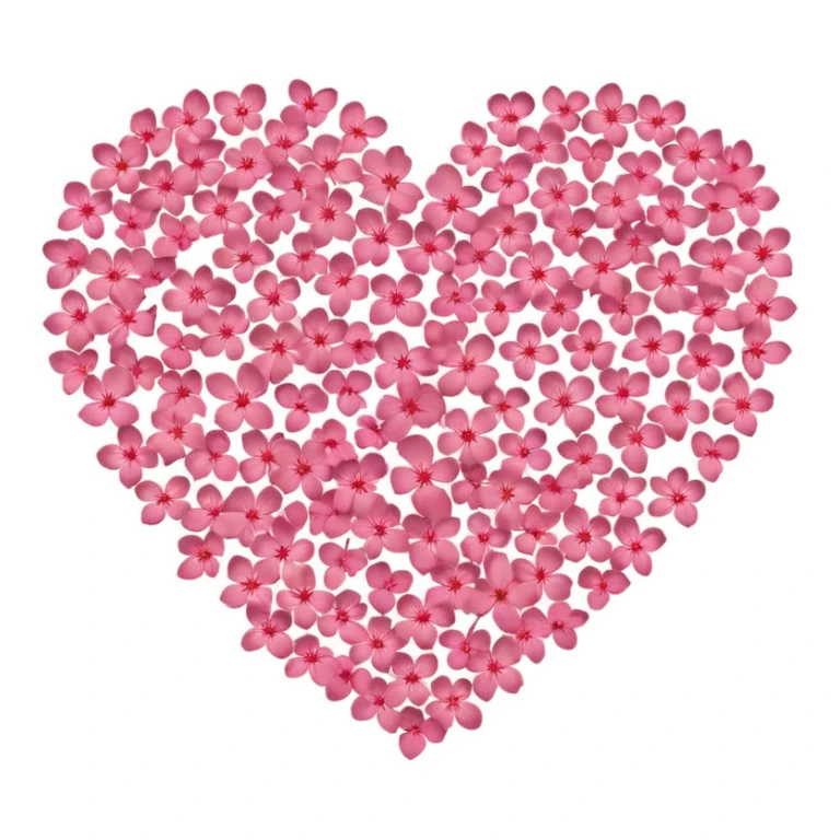 heart made of sakura petals sticker