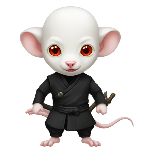 Albino rat red eyes, black ninja costume sticker