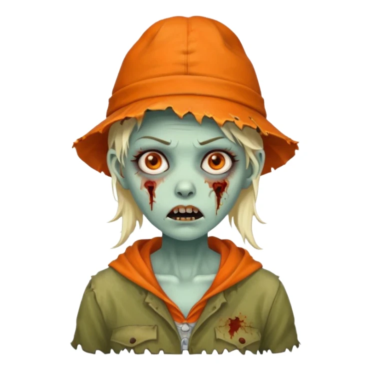 zombie woman in orange hats sticker