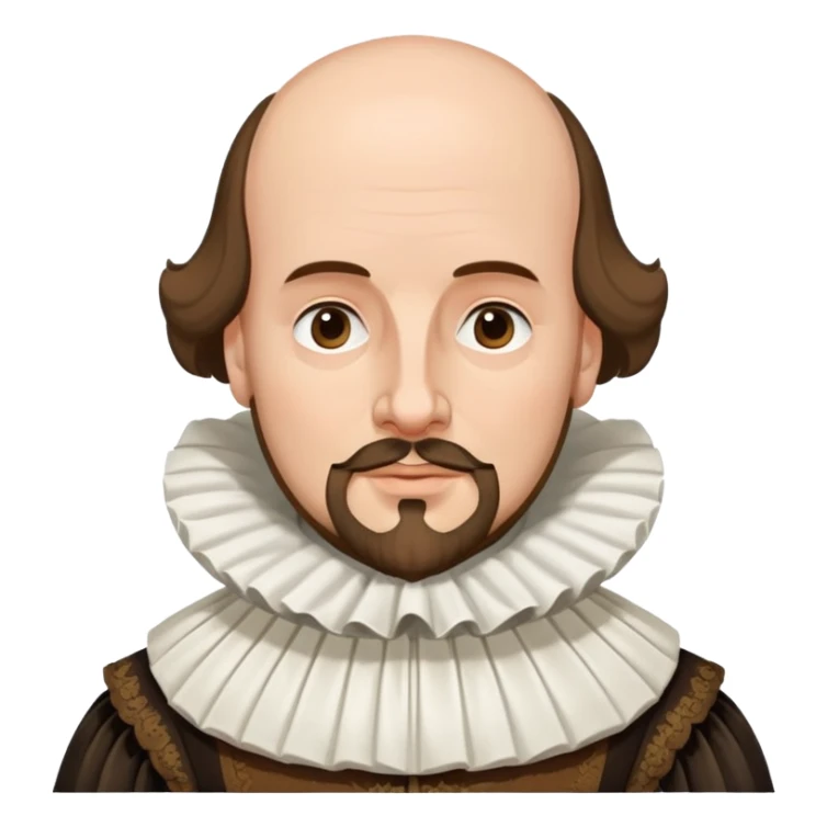 William Shakespeare portrait with elizabethan ruff collar and balding head with hair on sides sticker