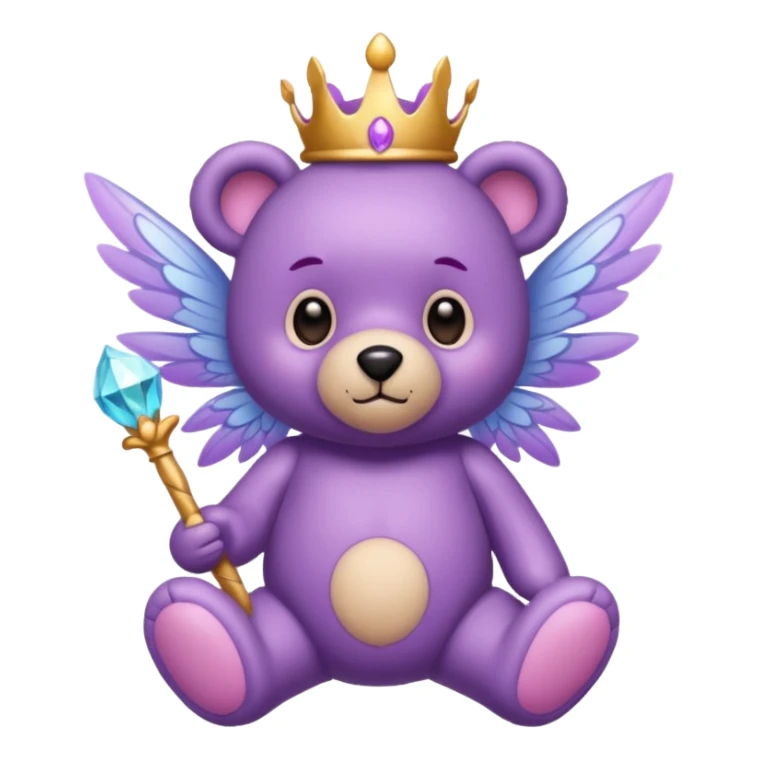 Purple fairy teddy with wings and a wand sticker
