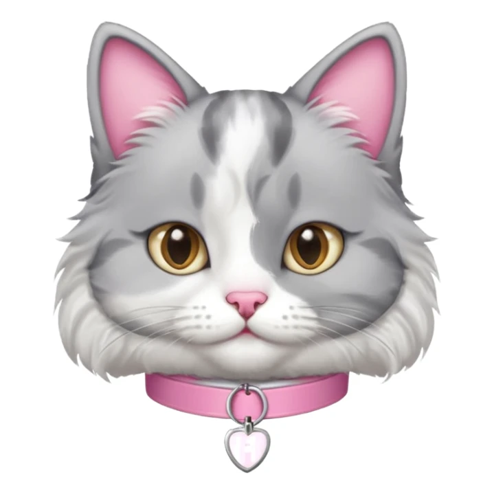 grey and white cat with name tag that says bean sticker