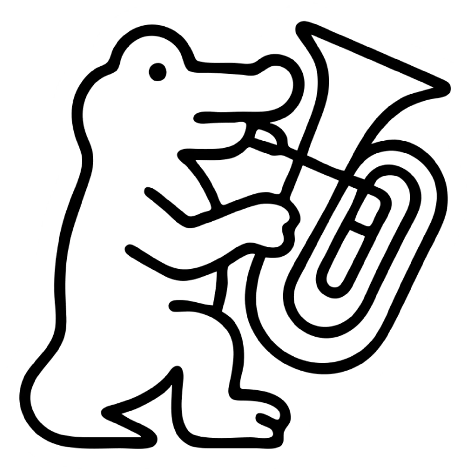 Crocodile playing a bombardino brass instrument sticker